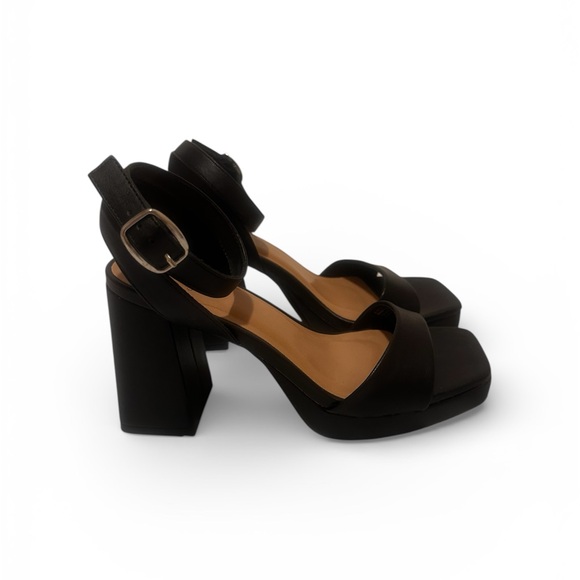 A.New Day Shoes - Chic Black Block Heel Sandals